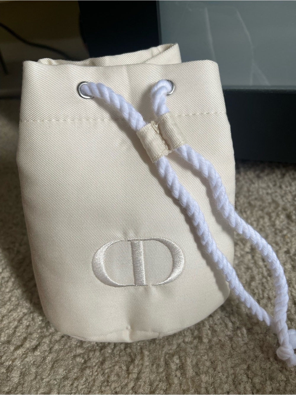 Dior Cream Drawstring Bucket Bag Pouch